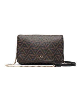 Geanta crossbody din piele ecologica Riverly, Maro inchis/Negru