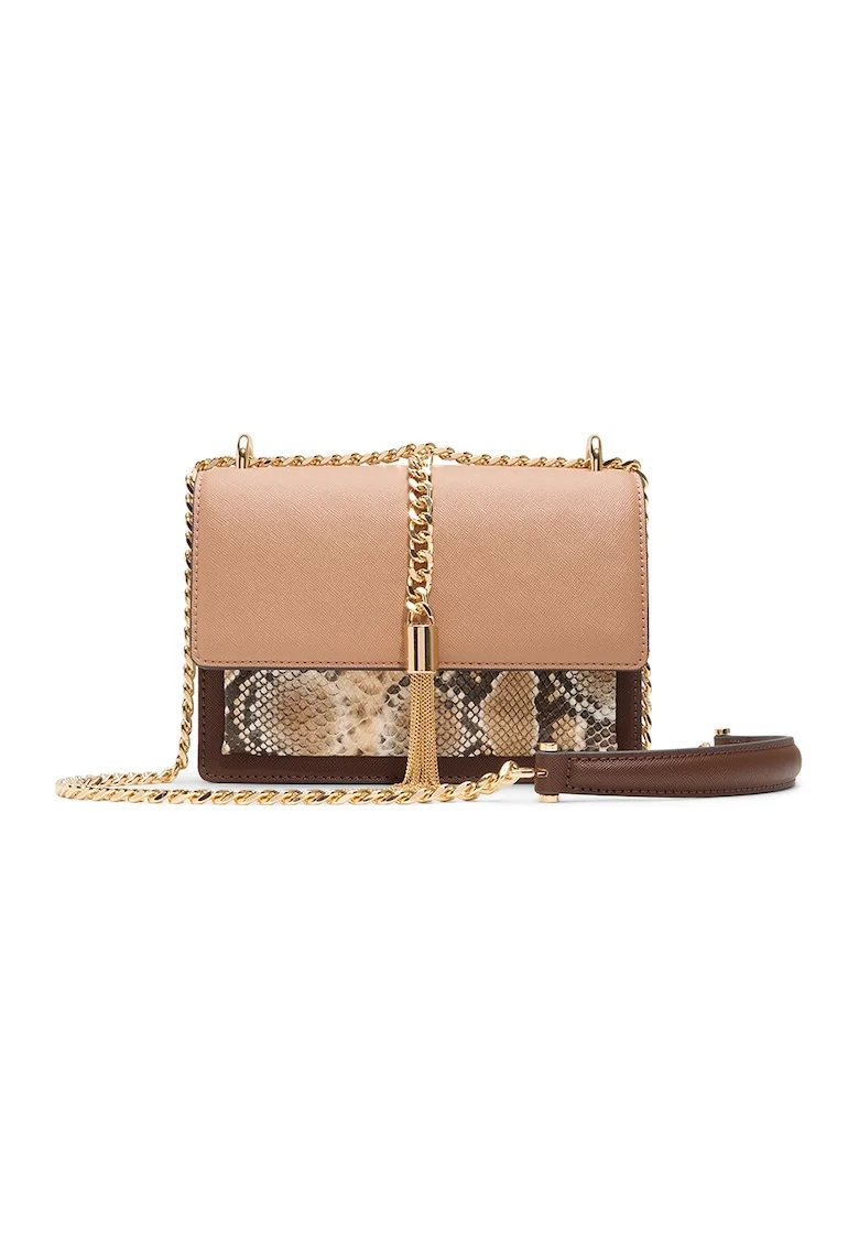 Geanta crossbody din piele ecologica cu animal print Miyabel, Maro inchis/Bej/Bej deschis