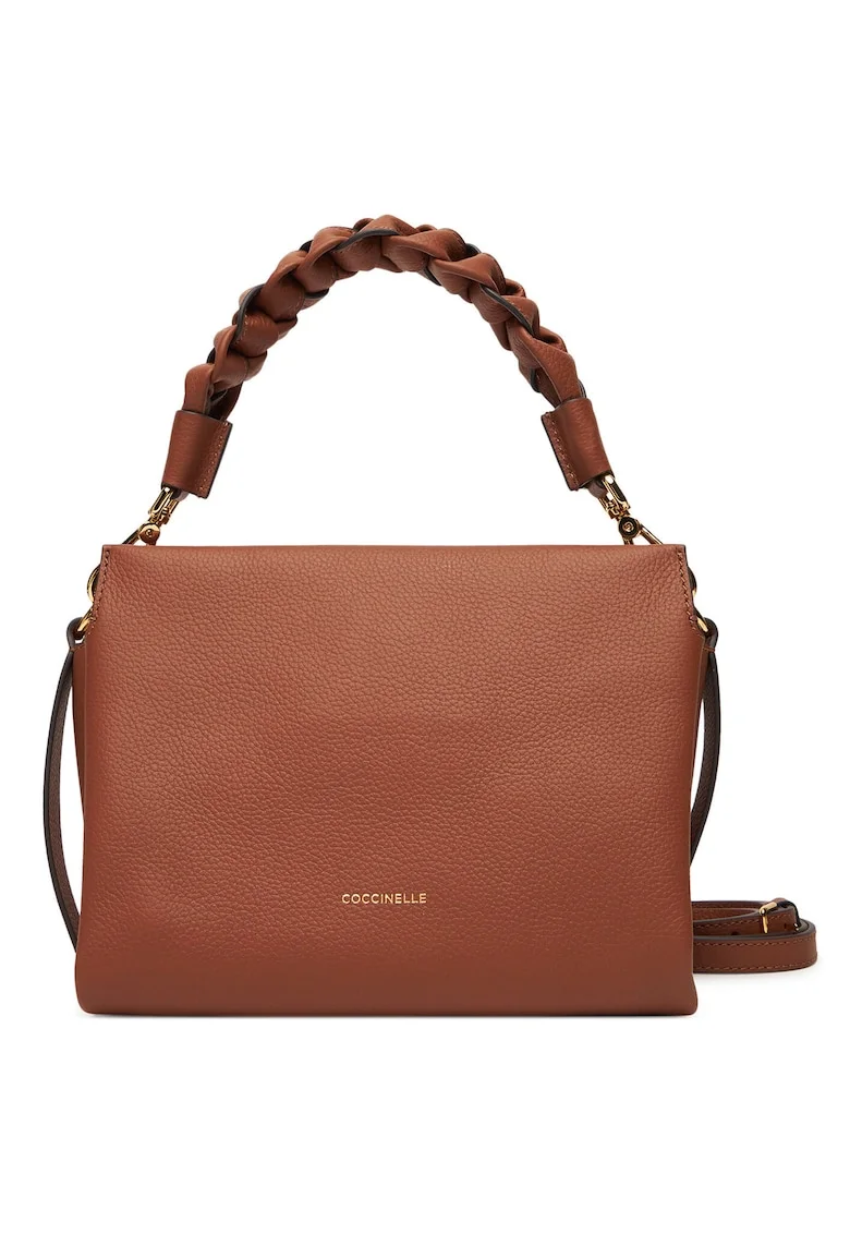 Geanta crossbody din piele cu aspect granulat Boheme Grana, Negru stins, Maro