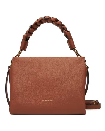 Geanta crossbody din piele cu aspect granulat Boheme Grana, Negru stins, Maro