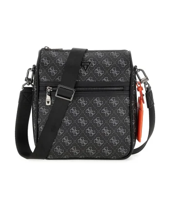 Geanta crossbody cu model monograma Milano, Negru/Gri cenusiu