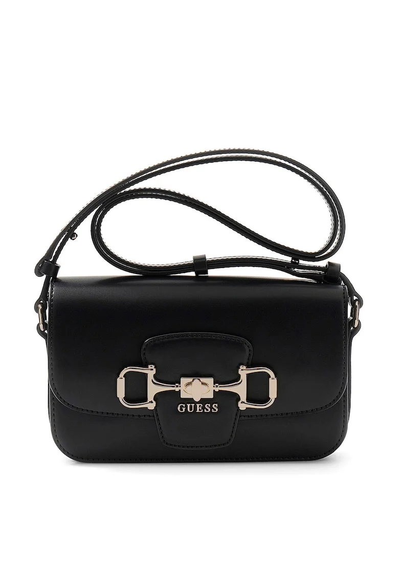 Geanta crossbody de piele ecologica cu logo Janie, Negru
