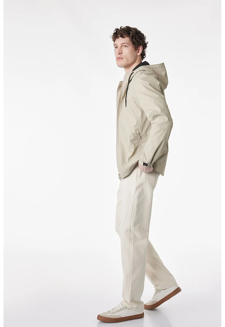 Blugi drepti cu model uni, Crem