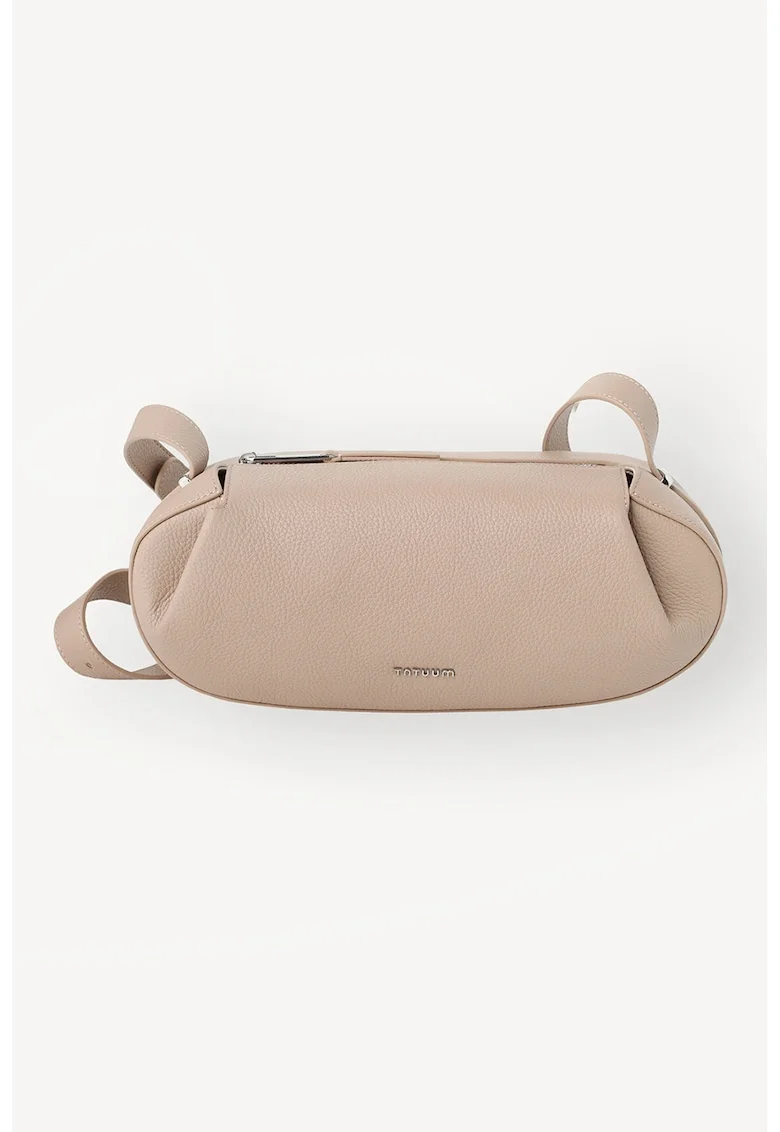 Geanta crossbody mica din piele, Roz prafuit