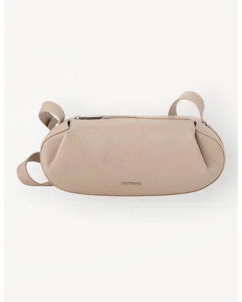 Geanta crossbody mica din piele, Roz prafuit