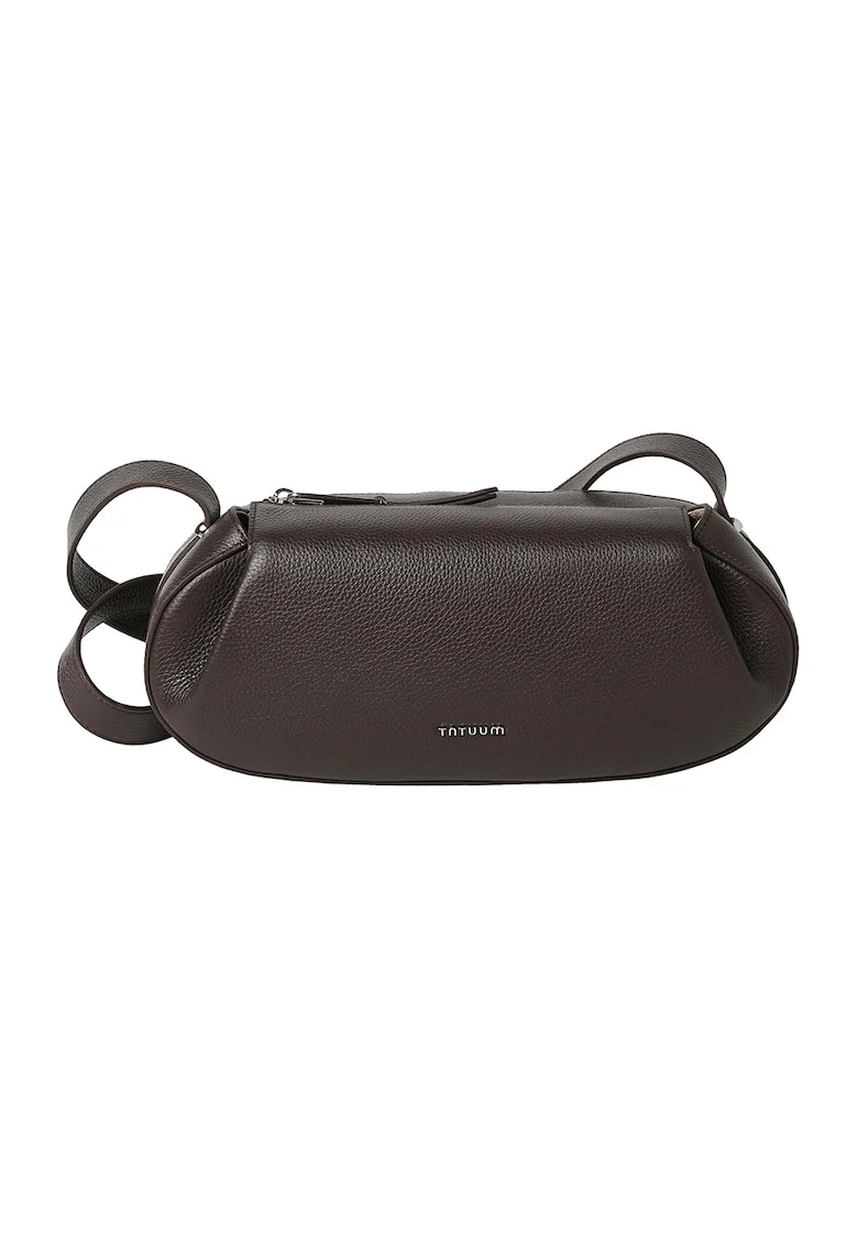 Geanta crossbody mica din piele, Maro inchis