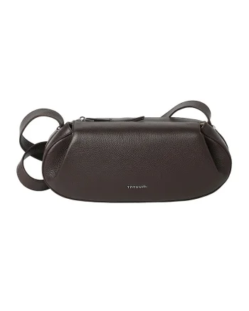 Geanta crossbody mica din piele, Maro inchis