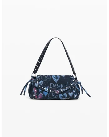 Geanta crossbody cu fermoar si bareta ajustabila, Fucsia/Bleumarin