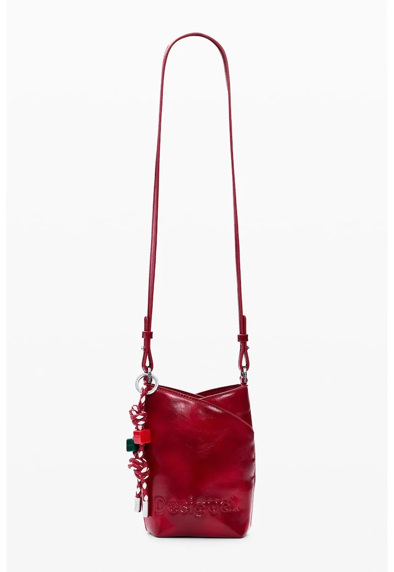 Geanta crossbody de piele ecologica, Rosu vintage