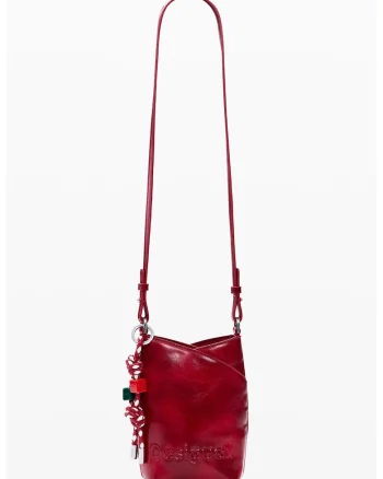 Geanta crossbody de piele ecologica, Rosu vintage