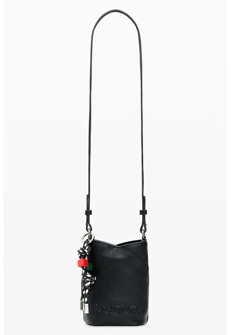 Geanta crossbody de piele ecologica, Alb/Negru antracit