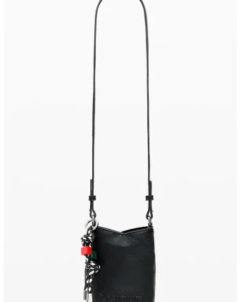 Geanta crossbody de piele ecologica, Alb/Negru antracit