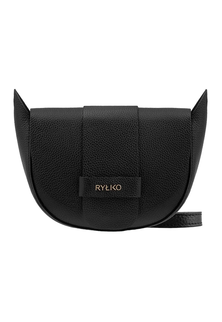 Geanta crossbody din piele cu bareta detasabila, Negru