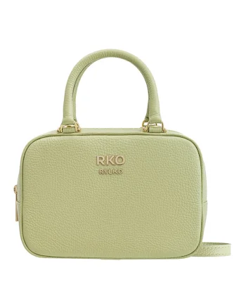 Geanta din piele cu maner si bareta crossbody, Verde fistic