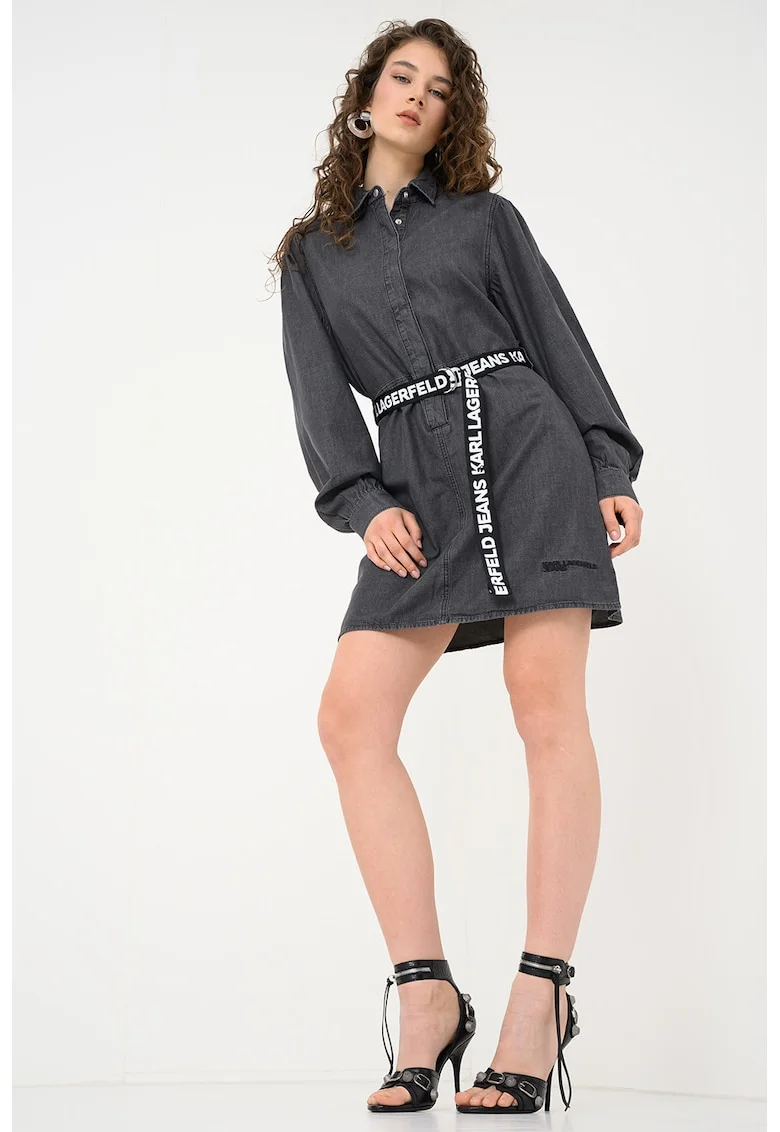 Rochie-camasa din denim, Gri antracit