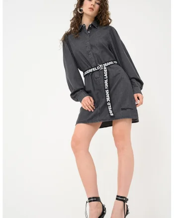 Rochie-camasa din denim, Gri antracit