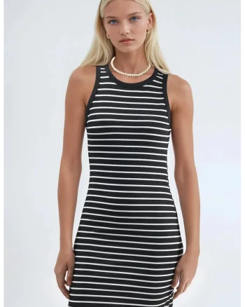 Rochie Mini Bodycon  Guler Rotund, Negru, Jerseu