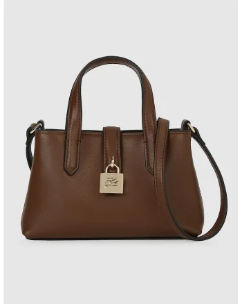 Geanta crossbody de piele cu buzunar cu fermoar, Maro pamantiu