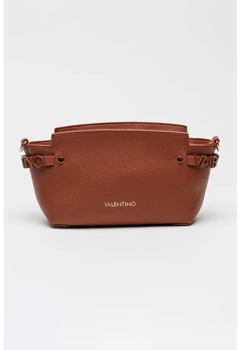 Geanta crossbody cu detaliu logo, Maro scortisoara
