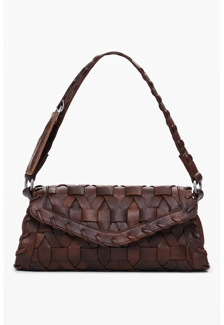 Geanta crossbody din piele ecologica, Maro