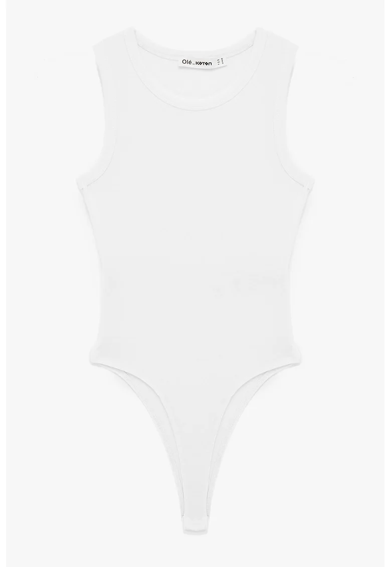 Top-body uni din amestec de bumbac si modal, Alb