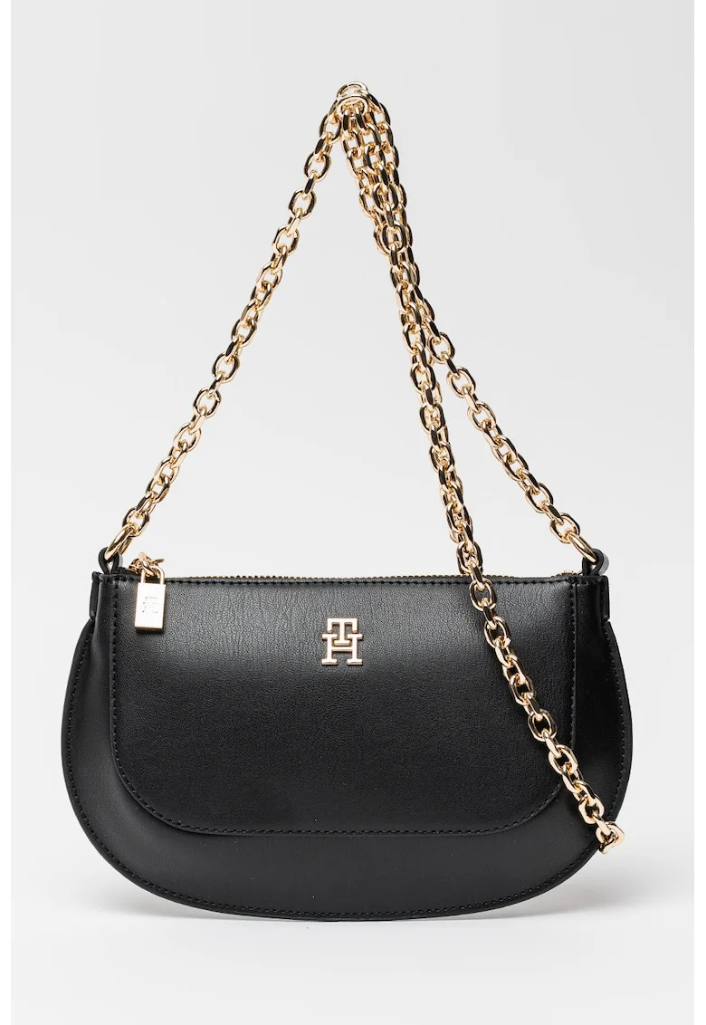 Geanta crossbody cu bareta de lant Glam, Negru