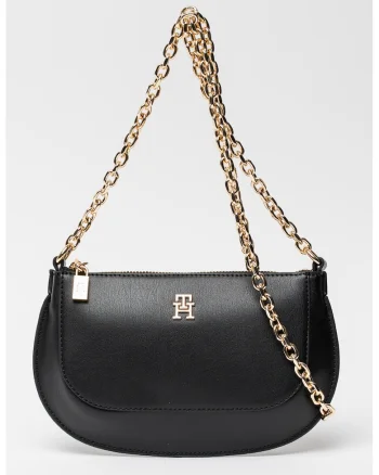 Geanta crossbody cu bareta de lant Glam, Negru