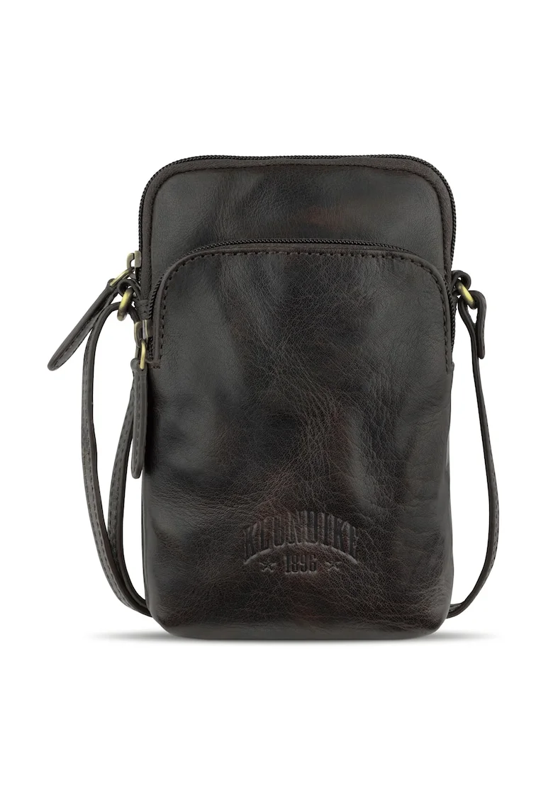 Geanta mica crossbody, tip borseta, din piele naturala,  KD1255, 11 x 2 x 19 cm, maro