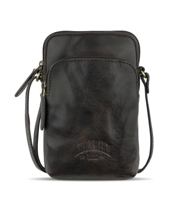 Geanta mica crossbody, tip borseta, din piele naturala,  KD1255, 11 x 2 x 19 cm, maro