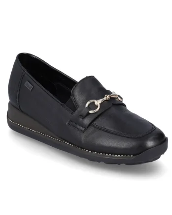 Pantofi de damă Rieker negri cu slip-on cu membrană hidrofugă 44285-00