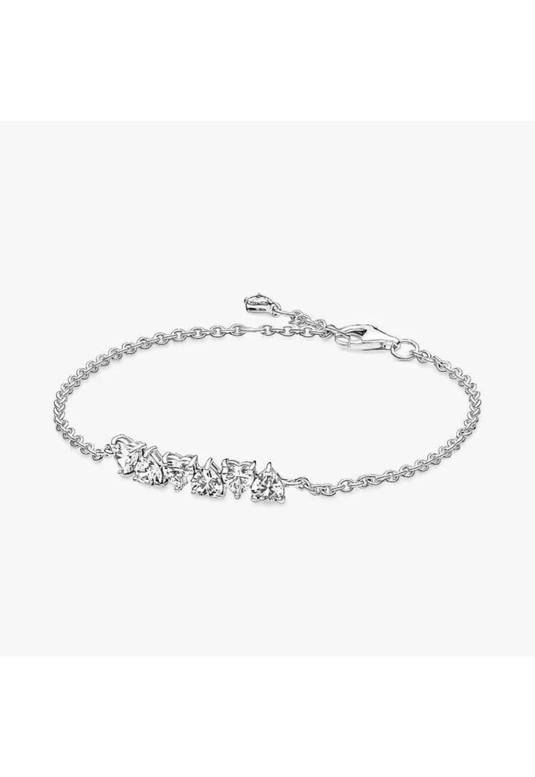 Bratara  Endless tip lant cu inimioare Zirconiu din Argint 925 - 18cm