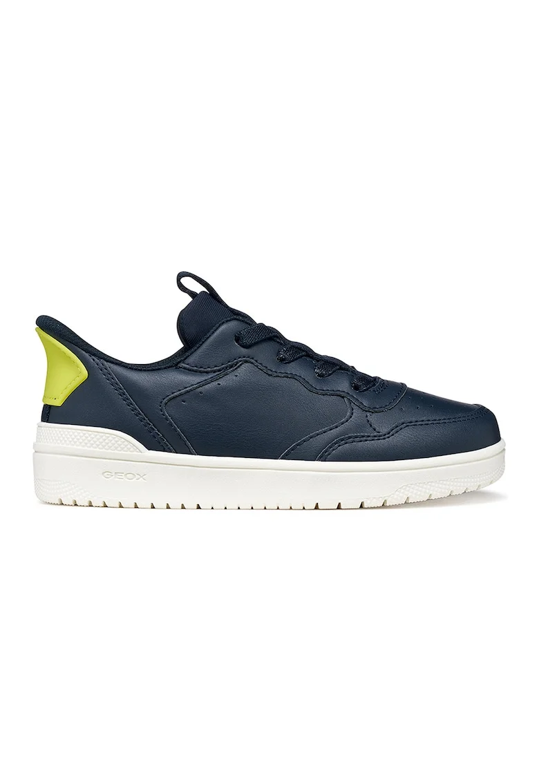 Pantofi sport slip-on din piele ecologica, Albastru ultramarin/Verde lime