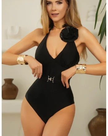 Costum de baie intreg "Halter ClassicBrazilian Body Essentials" - Negru