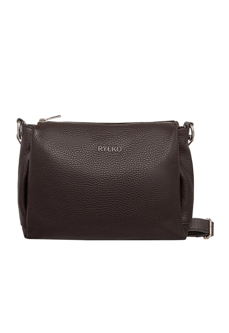 Geanta crossbody din piele cu bareta detasabila, Maro inchis