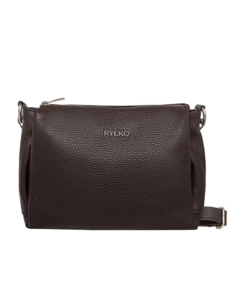 Geanta crossbody din piele cu bareta detasabila, Maro inchis