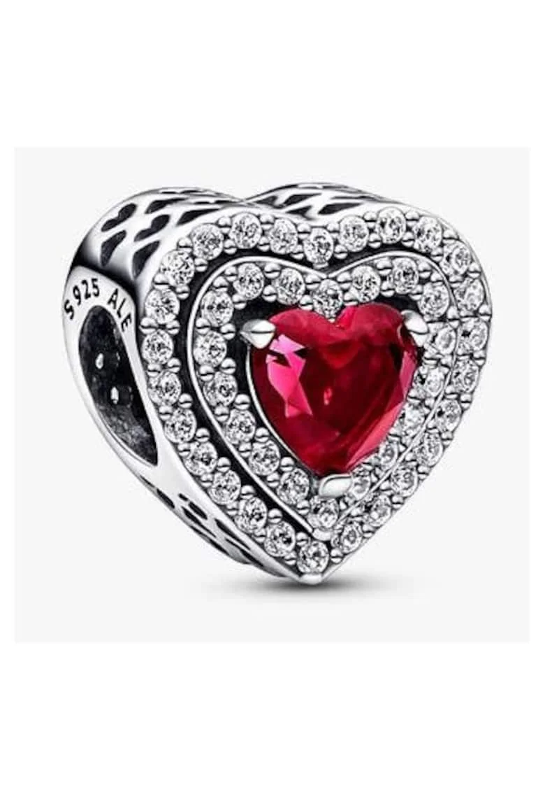Talisman  tip pandantiv cu inimioare stralucitoare Pave - Argint 925