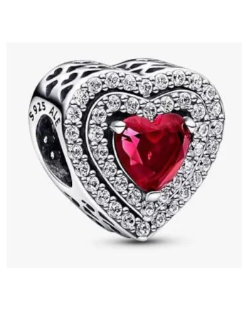 Talisman  tip pandantiv cu inimioare stralucitoare Pave - Argint 925