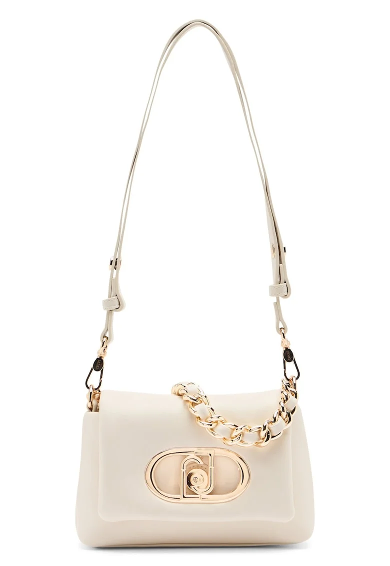 Geanta crossbody cu bareta din lant, Alb murdar