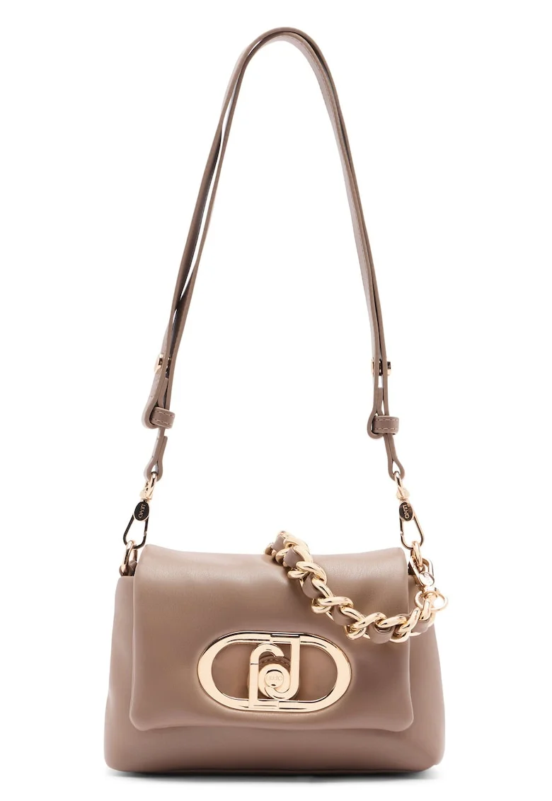 Geanta crossbody cu bareta din lant, Maro