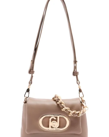 Geanta crossbody cu bareta din lant, Maro
