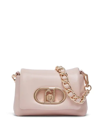 Geanta crossbody cu bareta din lant, Piersica