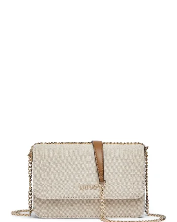 Geanta crossbody cu bareta din lant Jute, Bej