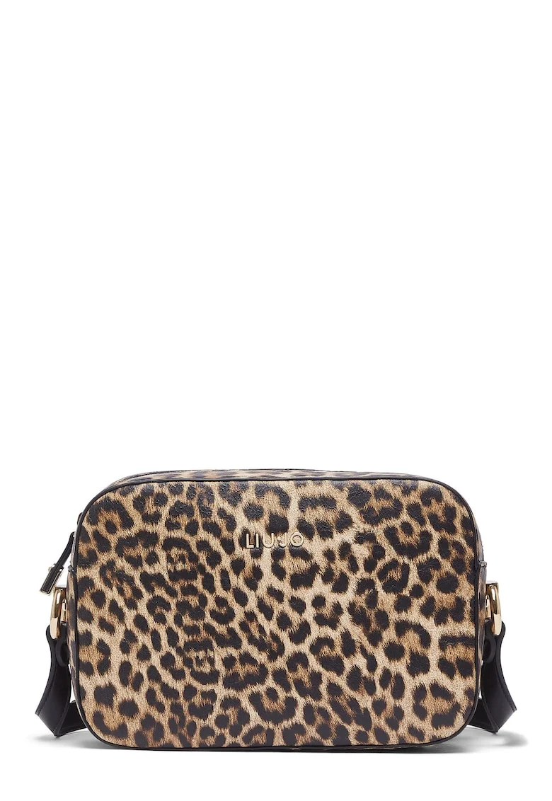 Geanta crossbody cu animal print, Bej