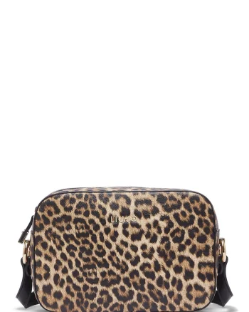 Geanta crossbody cu animal print, Bej