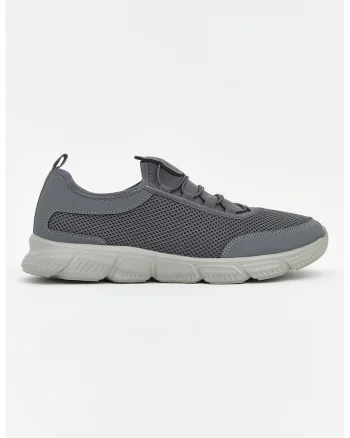 Pantofi sport slip-on cu insertii din plasa, Gri antichizat/Gri inchis
