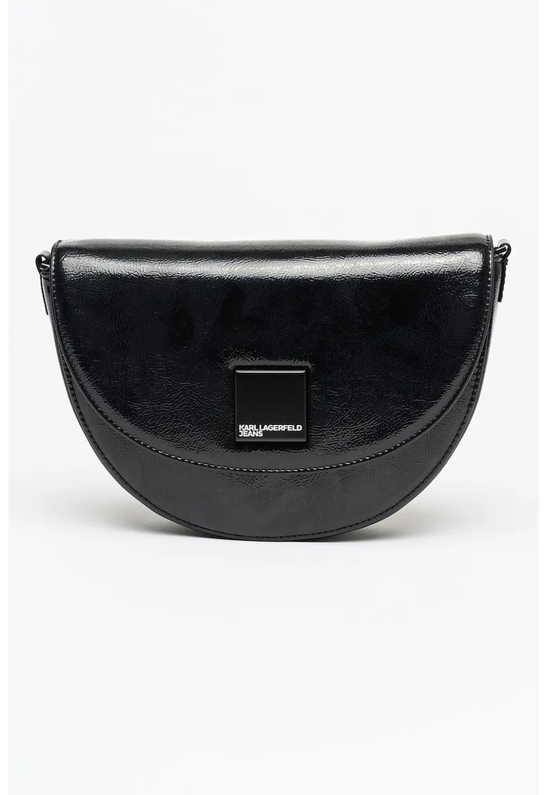 Geanta crossbody cu aspect peliculizat, Negru