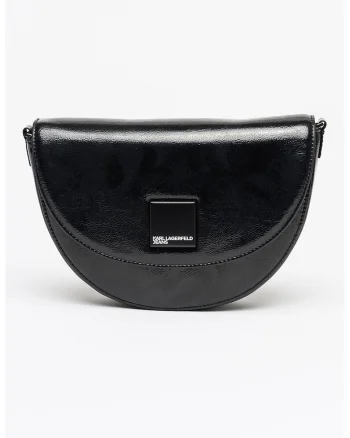 Geanta crossbody cu aspect peliculizat, Negru