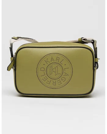 Geanta crossbody de piele cu logo, Verde fistic