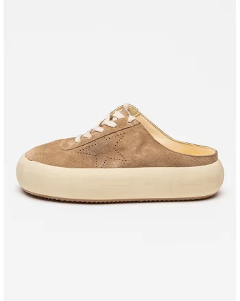 Pantofi sport slip-on Space Sabot din piele intoarsa, Bej deschis/Maro pamantiu