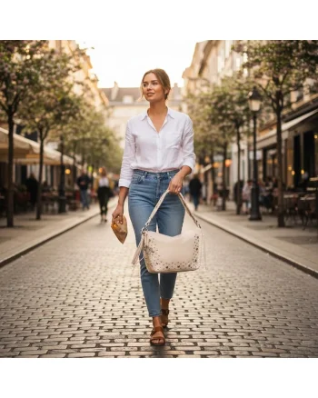 Geanta de dama, de mana si umar, crossbody,  seria Gallium Munich, Bej